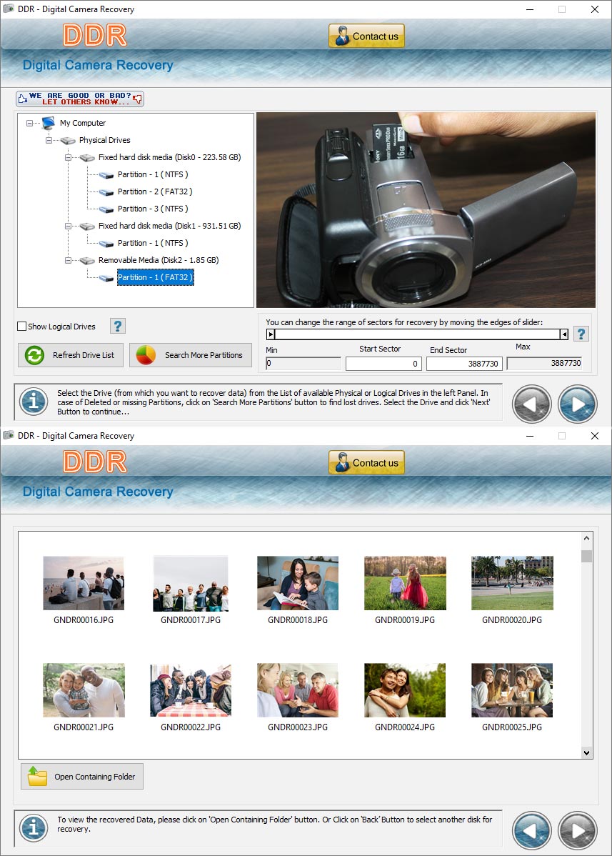 Screenshot of Digital Camera Files Restore