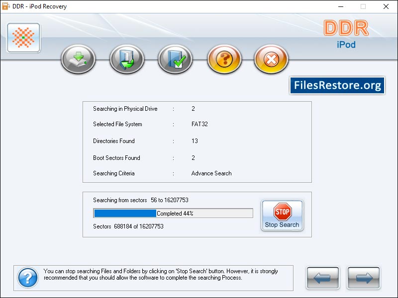 Screenshot of iPod Data Restore