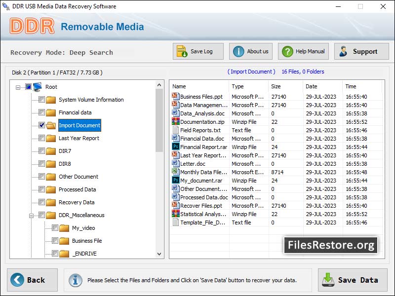 Digital Media Recovery For USB screen shot