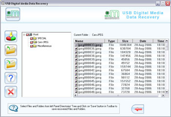 USB digital media files restore