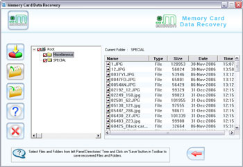 Memory card files restore